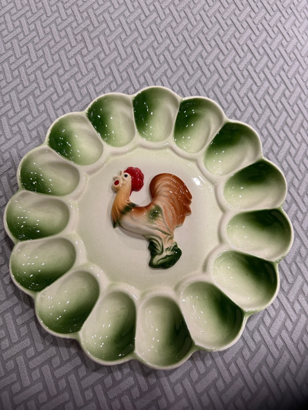 Deviled Egg Plate Serving Platter Chicken Rooster Kitchen Farmhouse Decor 10.5”